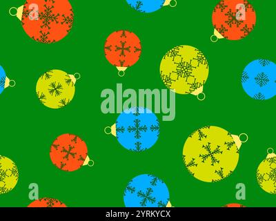 Christmas balls seamless pattern. Christmas Tree Balls is decorated with snowflakes patterns. Christmas Tree Balls. Xmas design for wrappers, covers, Stock Vector
