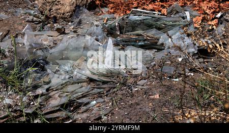 Broken Window Glass Shards Pile Garbage Waste Environmental Pollution ...