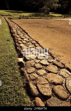 Puerto Rico, North Coast, Karst Country, Utuado, Parque Ceremonial Indigena de Caguana, pathway at ancient Taino people´s ceremonial site Stock Photo