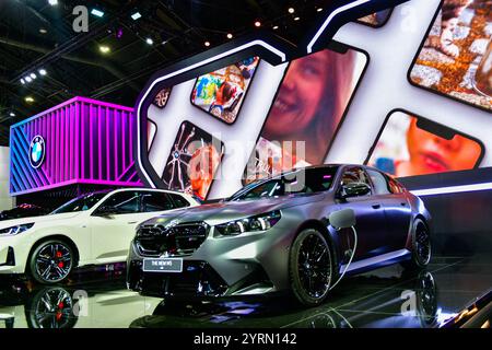 Bangkok Thailand, Dec 3,2024 :All new BMW M5 (G90) M HYBRID V8 727 Horsepower 1,000 Newton meters launched in Motor Expo IMPACT Challenger Hall Stock Photo