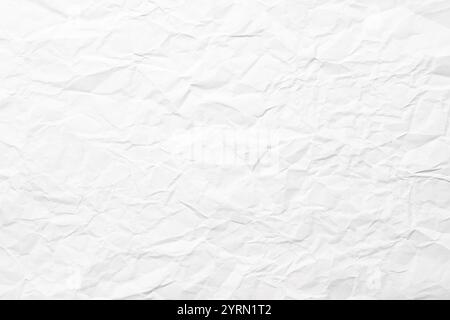 white page with copy space as background, crumpled note paper texture Stock Photo