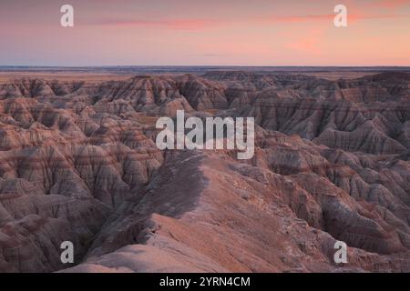 USA, South Dakota, Interior, Badlands National Park, dusk Stock Photo