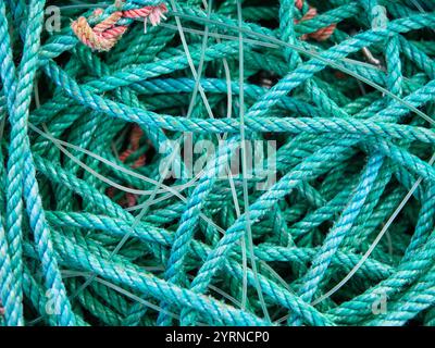Plastic ropes and lines used for commercial fishing. Stock Photo