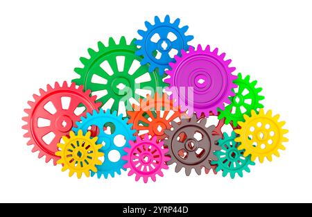 Cloud computing from cogwheels, 3D rendering isolated on white background Stock Photo