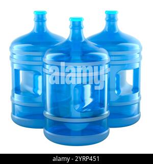 Gallon Water Bottles. Portable Water Containers with Handle. 3D rendering isolated on white background Stock Photo