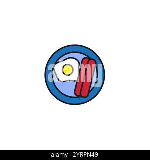 breakfast on a plate, eggs, sausage. vector food eps10 Stock Vector