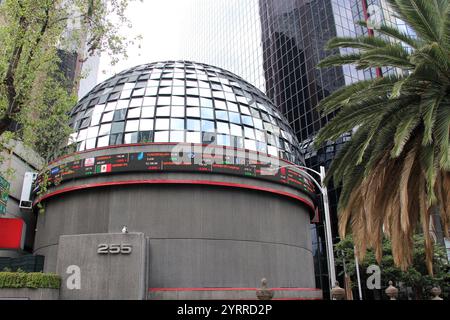 Mexico City, Mexico - Oct 2 2024: Iconic building in CDMX of the Bolsa Mexicana de Valores BMV, a private Mexican financial entity that carries out Stock Photo