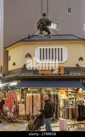 Ninja at Denboin street on top of a building in Asakusa Tokyo Japan Stock Photo