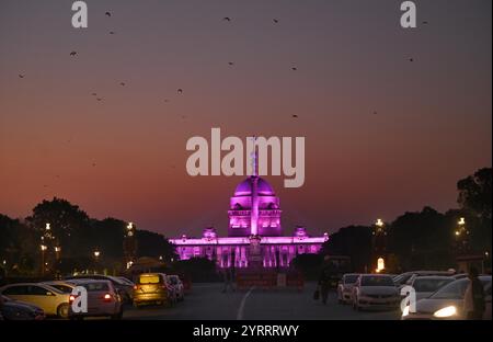 New Delhi, India. 03rd Dec, 2024. NEW DELHI, INDIA - DECEMBER 3: Illuminated Rashtrapati Bhawan in Purple colour marking the International day of persons with Disabilities on December 3, 2024 in New Delhi, India. (Photo by Arvind Yadav/Hindustan Times/Sipa USA) Credit: Sipa USA/Alamy Live News Stock Photo