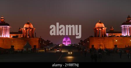 New Delhi, India. 03rd Dec, 2024. NEW DELHI, INDIA - DECEMBER 3: Illuminated Rashtrapati Bhawan in Purple colour marking the International day of persons with Disabilities on December 3, 2024 in New Delhi, India. (Photo by Arvind Yadav/Hindustan Times/Sipa USA) Credit: Sipa USA/Alamy Live News Stock Photo