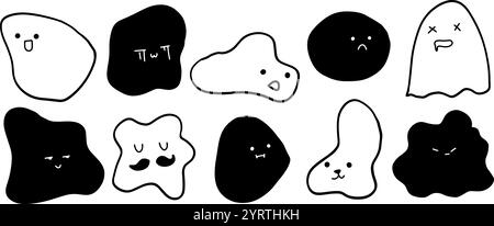 Hand-Drawn Emoji | Abstract Shape Set Illustration | Minimalist Doodle Vector for Fun and Creative Designs Stock Vector
