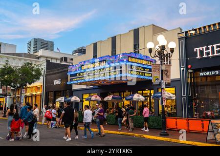 Ghirardelli Ice Cream and Chocolate Shop is an iconic chocolate store located in Gaslamp Quarter. Stock Photo