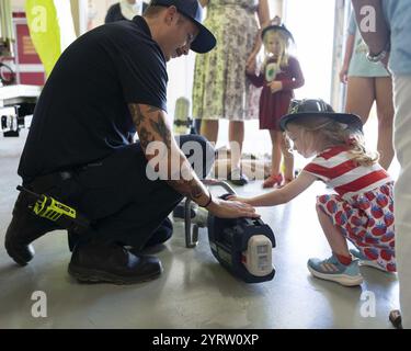 Children visit the NSA Souda Bay Firehouse (8611817). Stock Photo