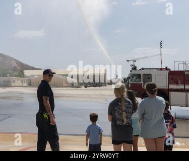 Children visit the NSA Souda Bay Firehouse (8611823). Stock Photo