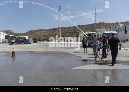 Children visit the NSA Souda Bay Firehouse (8611814). Stock Photo