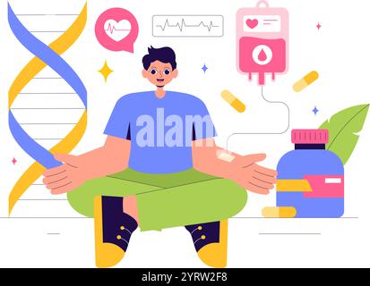 Biohack Vector Illustration Featuring Technological Processes of ...