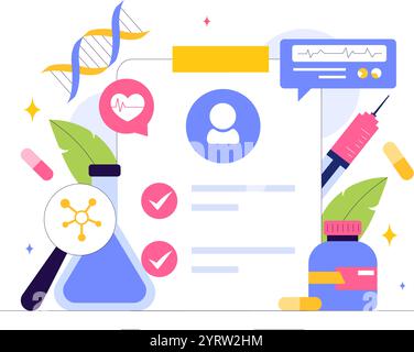 Biohack Vector Illustration Featuring Technological Processes of ...