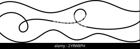 Thin squiggle line set. Wavy wiggle stripe pattern collection. Curvy thread or yarn lines for ornament, decor, separate, divider. Tangled squiggly linear doodle shapes. Vector Stock Vector