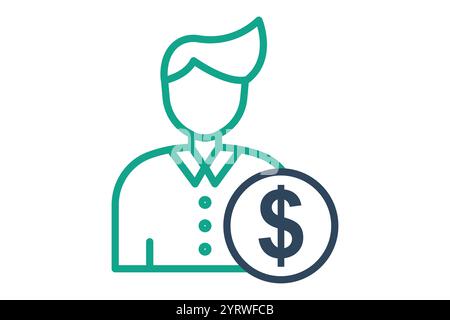 Customer icon. line icon style. people with dollar. icon related to procurement. procurement management elements vector illustration Stock Vector