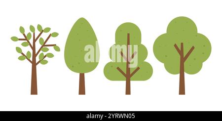 tree illustration collection with a variation of tree Stock Vector