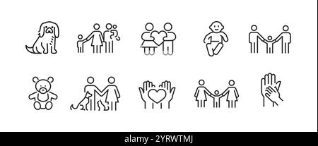 Partnership and Love Icon Set Stock Vector
