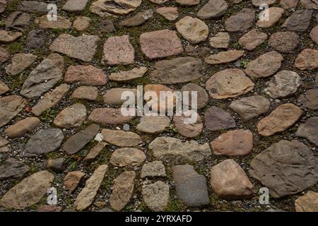 small section of a retro Cobbled street of the old town in germany Stock Photo