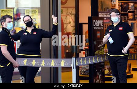 Extra precautions taken as shops are re-opened, as Lockdown measures are eased, in London, during the Corona virus outbreak. 15th June 2020 Stock Photo