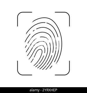 Finger print icon biometric id, unique scan, line signature on white background. Touch id identity, scanner. Fingerprints icon . Vector illustration Stock Vector