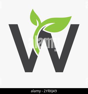Initial Letter W Leaf Logo Concept For Eco Green Leaf Logo Vector Sign Stock Vector