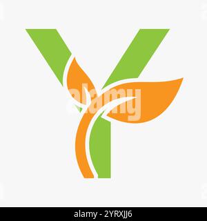 Initial Letter Y Leaf Logo Concept For Eco Green Leaf Logo Vector Sign Stock Vector