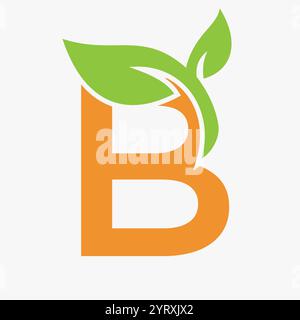 Initial Letter B Leaf Logo Concept For Eco Green Leaf Logo Vector Sign Stock Vector