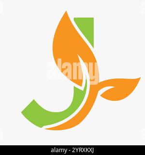 Initial Letter J Leaf Logo Concept For Eco Green Leaf Logo Vector Sign Stock Vector