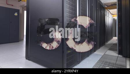 Image of 5g text, binary coding and data processing over computer servers Stock Photo