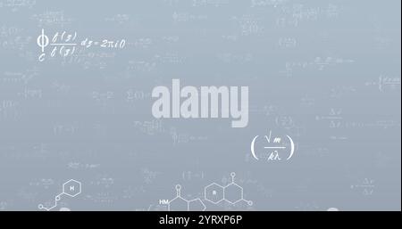 Image of mathematical equations over grey background Stock Photo