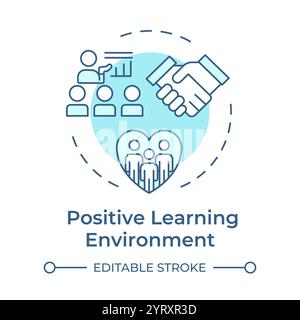 Positive learning environment, soft blue concept icon Stock Vector
