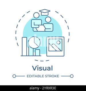 Visual lerners soft blue concept icon Stock Vector