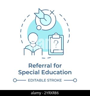 Referral for special education soft blue concept icon Stock Vector