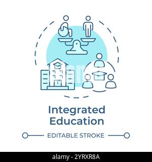 Integrated education soft blue concept icon Stock Vector