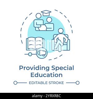 Providing special education soft blue concept icon Stock Vector