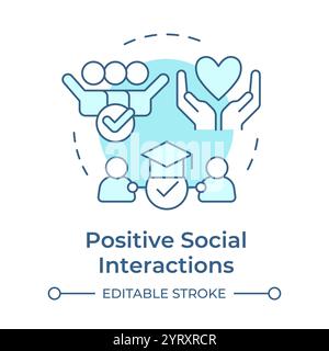 Positive social interactions soft blue concept icon Stock Vector