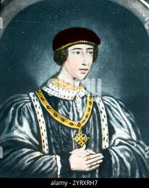 19th century lantern slide showing Henry VI (6 December 1421 ? 21 May 1471) who was King of England from 1422 to 1461 and again from 1470 to 1471, Stock Photo