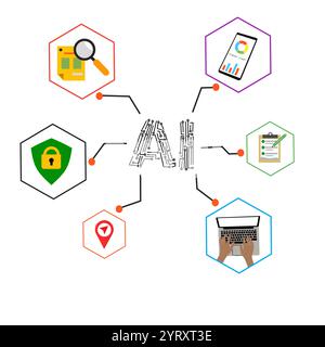 Ai technology task for business ai brain background Stock Vector
