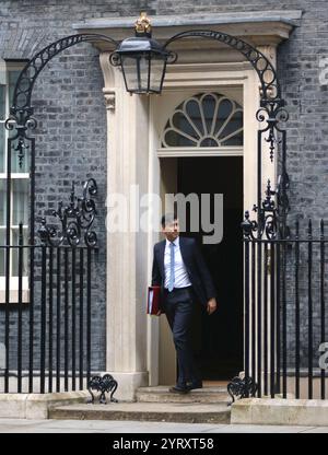 British Prime Minister, Rishi Sunak leaves 10 Downing Street to attend parliament for questions. March 2024 Stock Photo