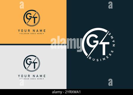 Creative Logo for Initials GT in Monogram Style - Vector Template for Initial Letter G and T Stock Vector