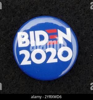 Campaign badges during the 2020 Presidential election showing the Biden-Harris Democratic Party candidature Stock Photo