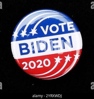 Campaign badges during the 2020 Presidential election showing the Biden-Harris Democratic Party candidature Stock Photo