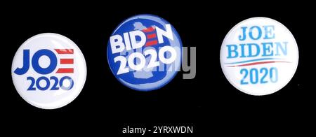 Campaign badges during the 2020 Presidential election showing the Biden-Harris Democratic Party candidature Stock Photo