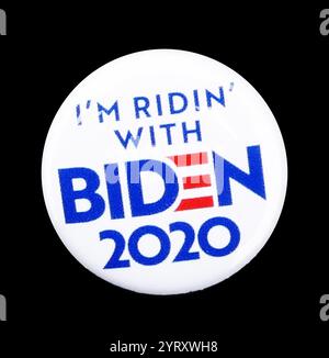 Campaign badges during the 2020 Presidential election showing the Biden-Harris Democratic Party candidature Stock Photo