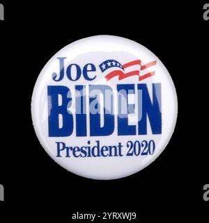 Campaign badges during the 2020 Presidential election showing the Biden-Harris Democratic Party candidature Stock Photo