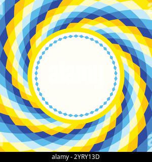 Spiral background, optical illusion of movement, vector illustration opt art style, colorful abstract geometric, blue, white and yellow colors, ukrain Stock Vector